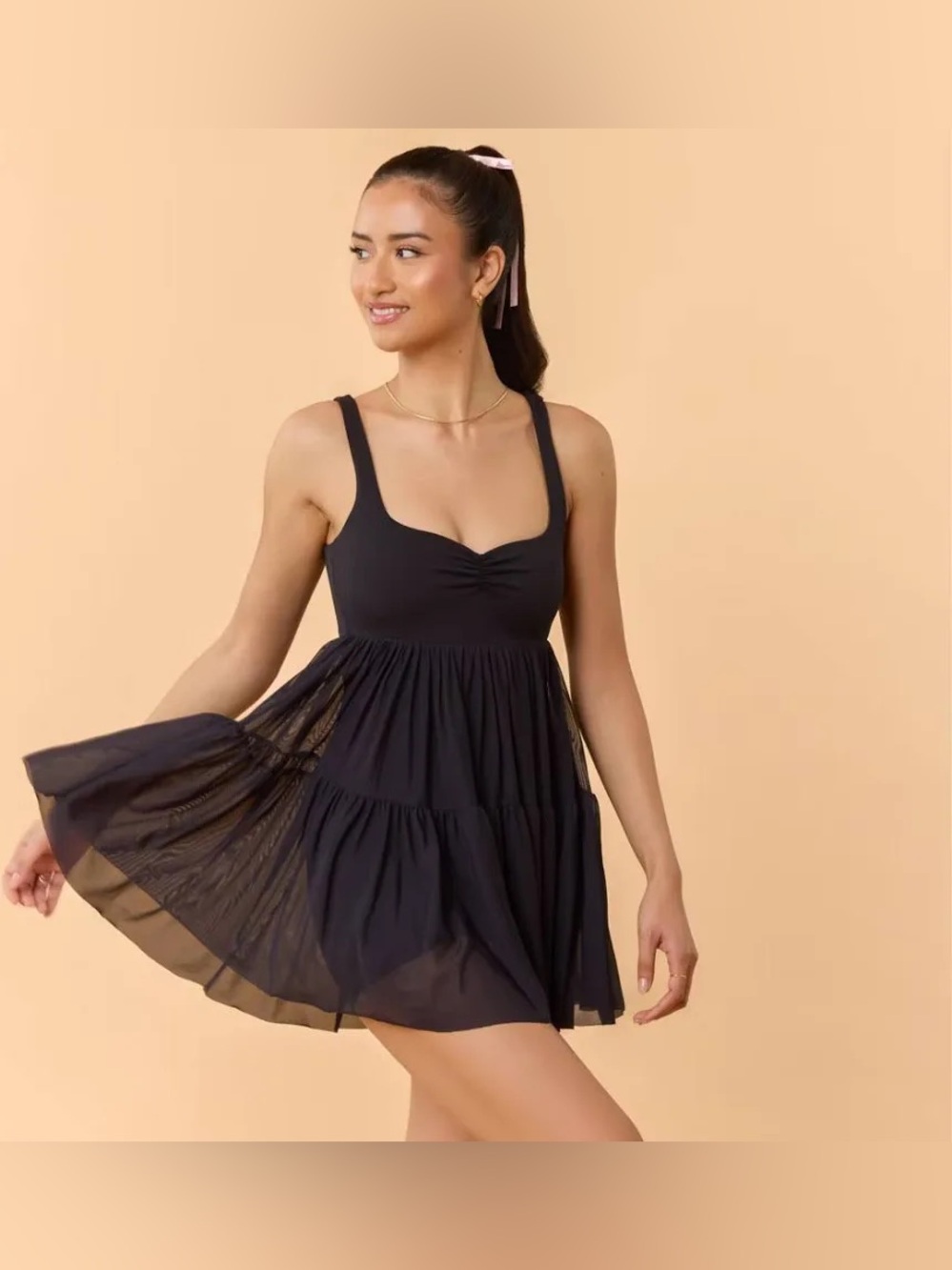 Blogilates Women's Sweetheart Babydoll Dress, Black, Sz M, NWT